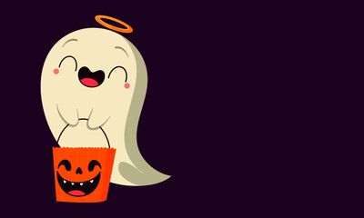 Halloween pumpkin bucket and ghost