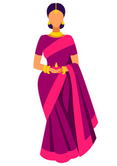 Illustration of Diwali woman with oil lamp. Deepavali or dipavali festival of lights.
