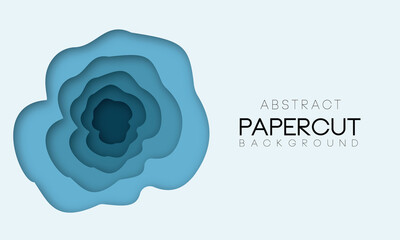 Vector paper cut template design for banner, presentations, flyers, posters in blue colors.