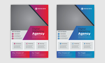 Red & Blue Corporate or Business Flyer Template Design 4