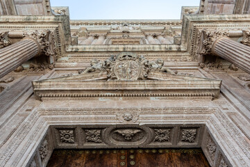 Facade of the cathedral in Almeria, Andalusia, Spain, Europe