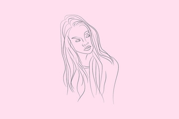 Abstract  hand drawn line drawing minimal woman portrait and body Vector illustration Contemporary portrait