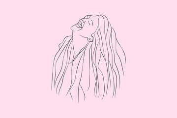 Abstract  hand drawn line drawing minimal woman portrait and body Vector illustration Contemporary portrait