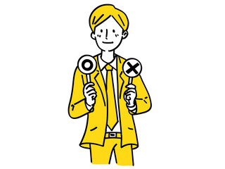 マル バツ 選択 正解 クイズ 質問 男性 シンプル イラスト