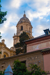 Málaga, Spain - February 23, 2021: View of The Cathedral of Málaga during the pandemic