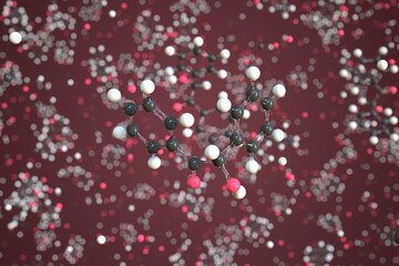 Molecule of benzoin, conceptual molecular model. Conceptual 3d rendering