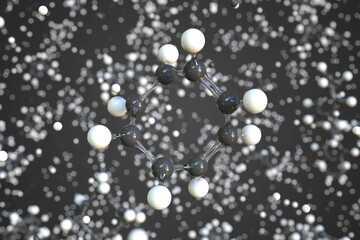 Molecule of cyclooctatetraene, conceptual molecular model. Scientific 3d rendering