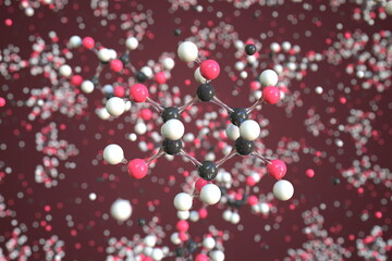 Molecule of inositol, conceptual molecular model. Scientific 3d rendering