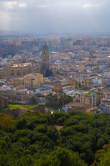 High Angle view of of the city of Malaga in Spain.
