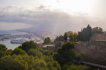Fototapeta na wymiar Aerial and panoramic view in the city of Málaga in Spain.