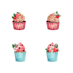 Watercolour cupcakes