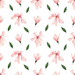 Watercolor pattern with magnolias