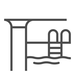 Diving, square line vector icon.