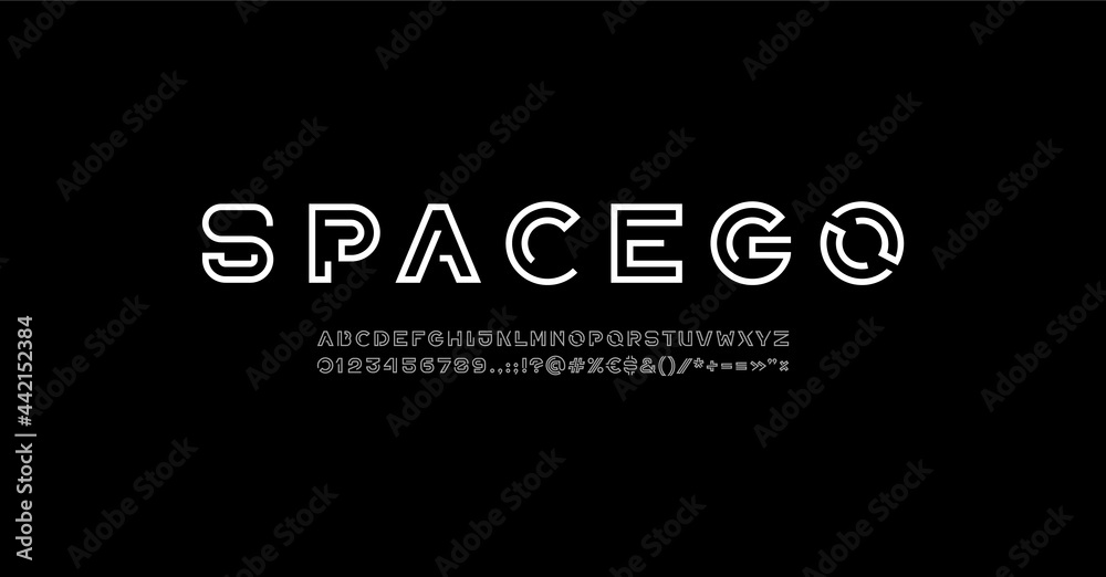 Canvas Prints modern digital style alphabet, trendy font from thin segment line, minimal technology style letters 