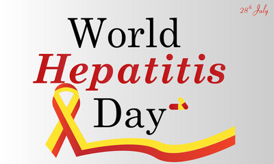 world hepatitis day, World Hepatitis Day Banner For 28th Of July.
World Hepatitis Day background banner design with red and yellow ribbon 