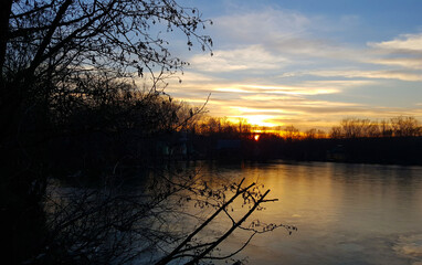 sunset over lake