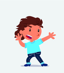  cartoon character of little girl on jeans arguing angry.