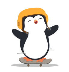 Cute penguin cartoon with skateboard