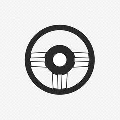 Steering Wheel. Monochrome illustration of car steering wheel vector icon for web applications or games. Auto service, repair center, car detail concept.