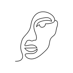 vector illustration portrait of a woman in one line art style, minimalism