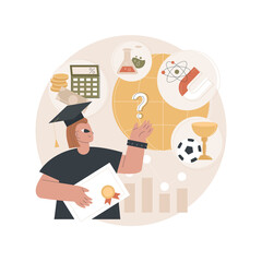 College choice abstract concept vector illustration. College choice advisor, rankings, career assessment test, graduation, important decision, higher education, choose institute abstract metaphor.