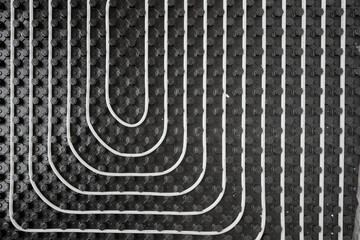 Radiant floor in modern wooden house