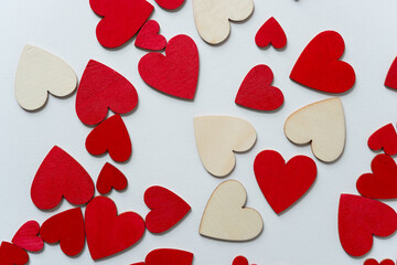 red and wooden hearts background