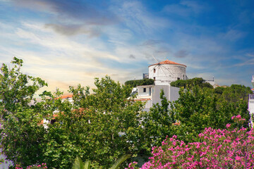 The windmill of Skiathos, Greece. The emblem of the city.
