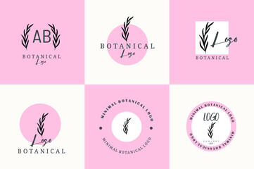 Botanical minimal floral logo pack
