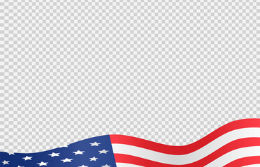 Waving flag of American isolated  on png or transparent background,Symbols of USA , template for banner,card,advertising ,promote, TV commercial, ads, web design,poster, vector illustration