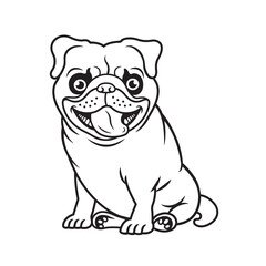 Black and White Pug Dog Cartoon Vector
