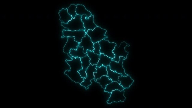  Animated Outline Map of Serbia with Districts