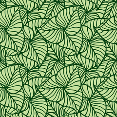 Green leaves vector seamless pattern.