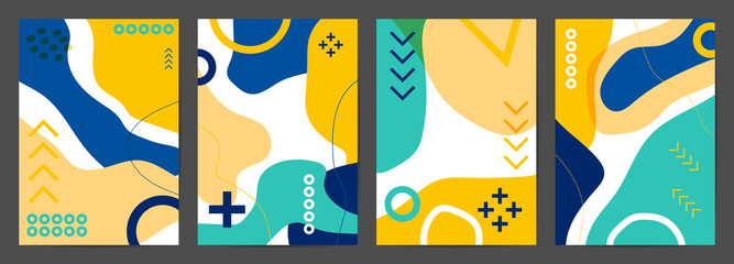 Memphis style cover vector. Modern Poster Art. Minimal geometric background pattern  design for wall framed prints, canvas poster, artwork as postcard or brochure.Vector illustration.