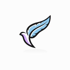 Bird logo with feather concept