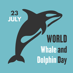 World Whale and Dolphin Day greeting card, poster or banner. Vector Illustration