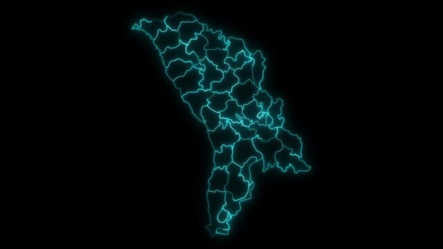 Animated Outline Map of Moldova with Districts