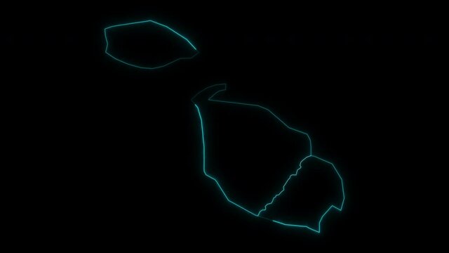 Animated Outline Map of Malta with Regions