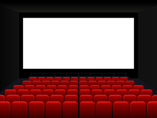 Movie cinema premiere poster design with white screen. Cinema screen. Movie theater vector background.