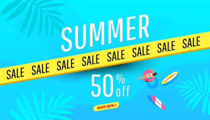 Gradient summer sale template background layout banner. Promotion banner for website, flyer and poster