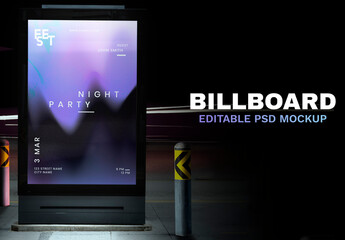Digital Ad Sign Mockup Screen at the Bus Stop