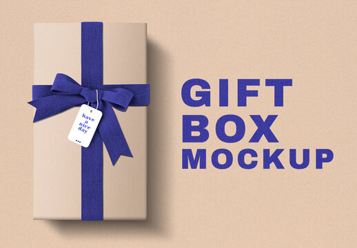 Birthday Gift Box Mockup with Ribbons