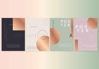 Printable Poster Layout Set with Geometric Design
