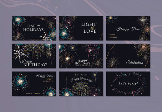 Editable Shiny Fireworks Banner Layout
