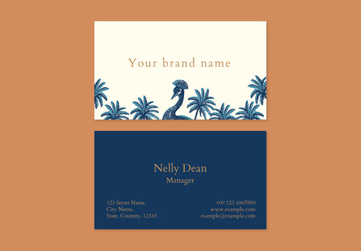 Printable Tropical Style Business Card Layout