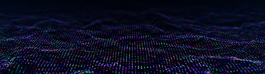 Abstract digital background of dots and lines. Futurustic computer code. Network or connection. Computer matrix. 3D rendering.