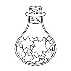 Decorative bottle is an element of decor for Halloween. Gloomy Doodles. Vector illustration isolated on white background