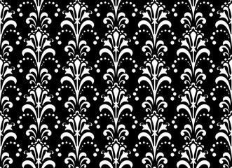 Flower geometric pattern. Seamless vector background. White and black ornament