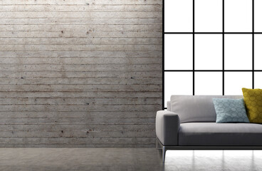 Illustration 3D rendering large luxury modern bright interiors Living room mockup computer digitally generated image