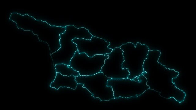 Animated Outline Map of Georgia with Regions